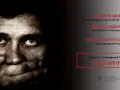 Twarz z zakrytymi ustami. Handel ludźmi to przestępstwo. Zadzwoń +48 22 628 01 20.