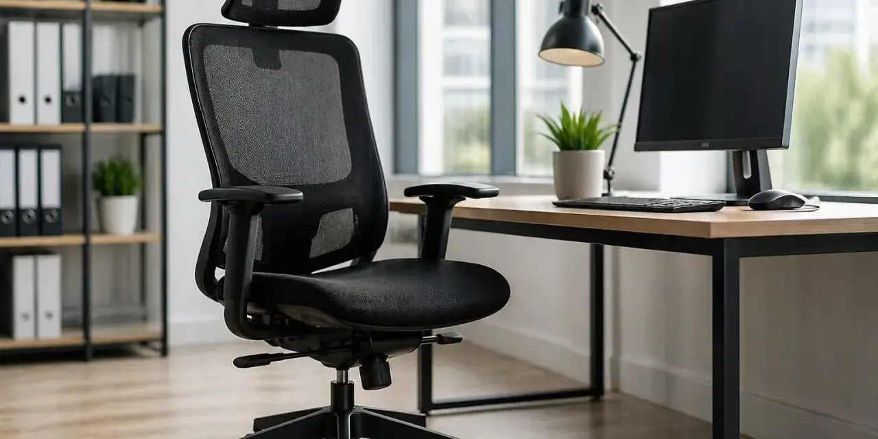 Ergonomiczne krzesło biurowe z siatki, idealne do pracy przy biurku, gdzie liczy się komfort i swoboda, czyli **odpowiadanie z wolnej stopy**.
