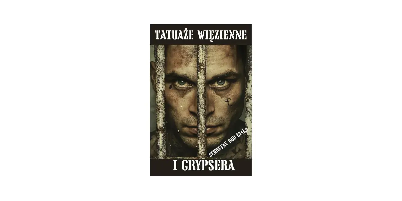 Tatuże więzienne i grypsera. Mężczyzna za kratami, jego oczy patrzą prosto w obiektyw, zdradzając tajemnice hierarchii więziennej.