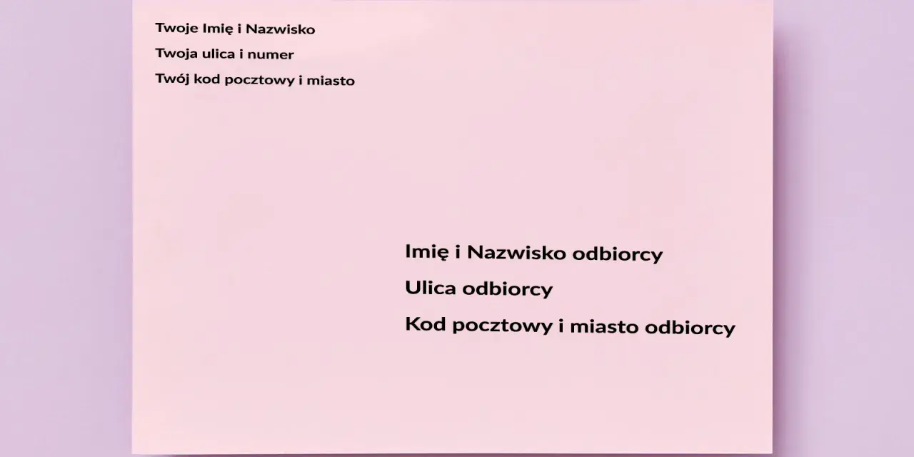 Wzór listu do więzienia: dane nadawcy i odbiorcy, w tym adresy i kody pocztowe.