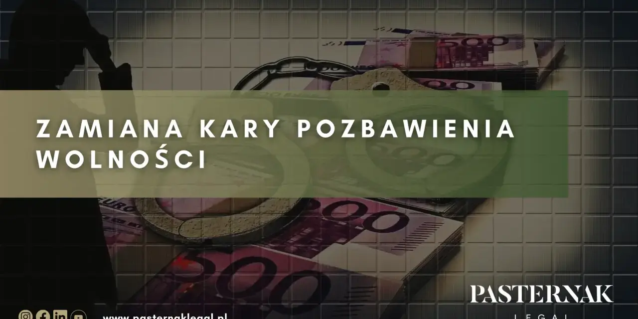 Wniosek o zamianę kary pozbawienia wolności na grzywnę wzór. Kajdanki i stos banknotów symbolizują możliwość alternatywnego rozwiązania.