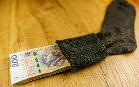 Stos banknotów 200 zł ukryty w ciemnej skarpecie. Czy to sposób na wykupienie się od wyroku?