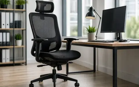 Ergonomiczne krzesło biurowe z siatki, idealne do pracy przy biurku, gdzie liczy się komfort i swoboda, czyli **odpowiadanie z wolnej stopy**.