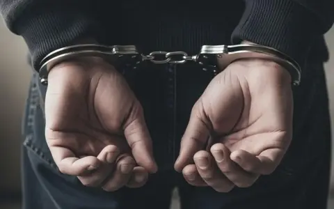 Dłonie w kajdankach, z tyłu. Czy policja informuje o zatrzymaniu rodzinę?