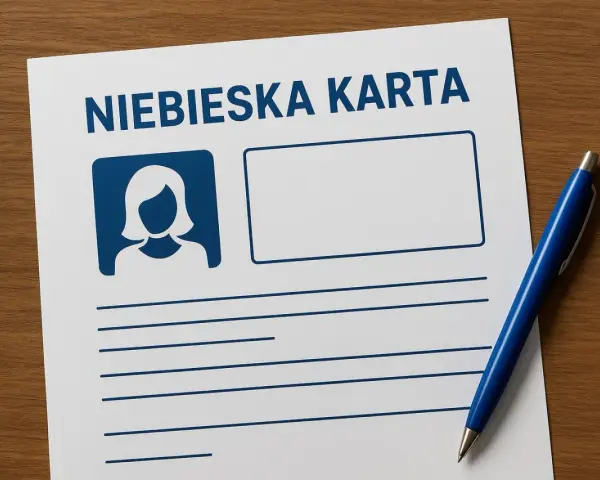 Niebieska karta z ikoną kobiety i polami do wypełnienia. Dokument ten może być kluczowy w ustalaniu konsekwencji dla sprawcy przemocy.