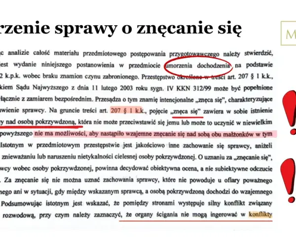 Umorzenie sprawy o znęcanie się, gdy występuje wzajemne znęcanie się, wyklucza winę. Art. 138 kkw.