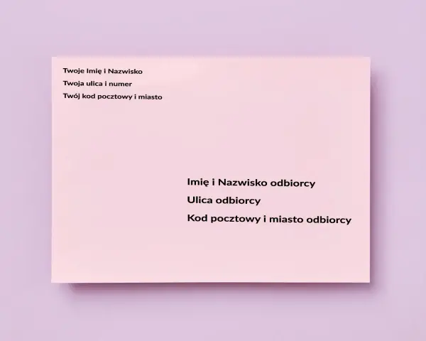 Wzór listu do więzienia: dane nadawcy i odbiorcy, w tym adresy i kody pocztowe.