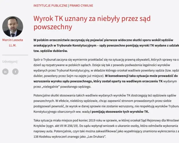 Sądy powszechne pomijają wyroki TK wydane z udziałem tzw. sędziów dublerów, co może prowadzić do wzruszenia wyroków sądów. To jeden z rodzajów wyroków w postępowaniu karnym, który budzi kontrowersje.