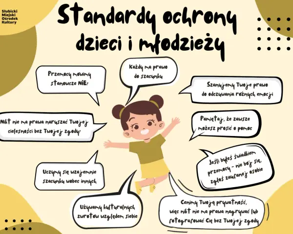 Grafika o ochronie dzieci i młodzieży. Podkreśla prawo do prywatności, szacunku i odmowy. Nikt nie ma prawa naruszać cielesności bez zgody, a nagrywanie bez pozwolenia to naruszanie prywatności.
