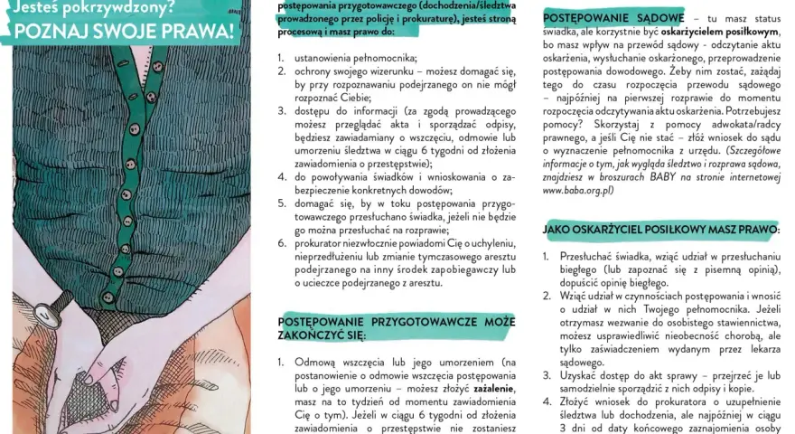 Pokrzywdzona osoba ma prawa w postępowaniu przygotowawczym: ustanowienie pełnomocnika, ochronę wizerunku, dostęp do informacji i inne.