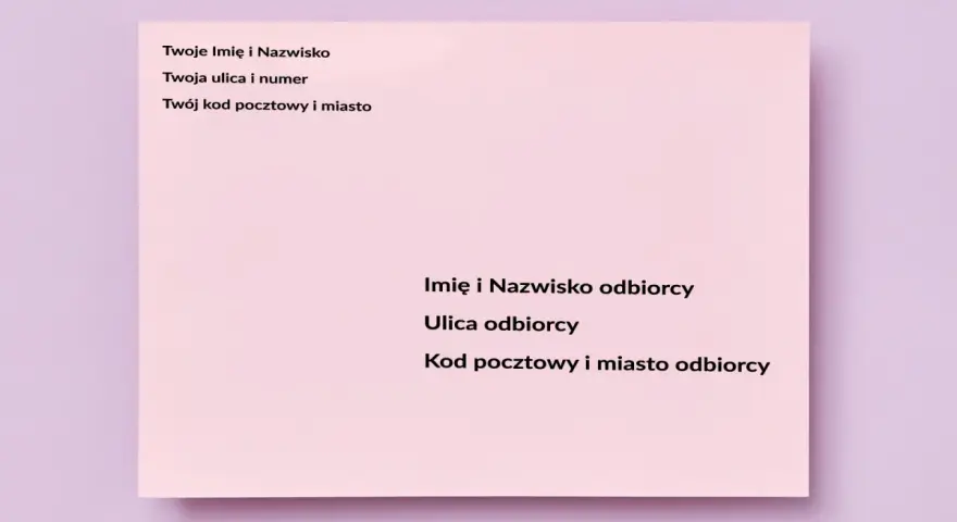 Wzór listu do więzienia: dane nadawcy i odbiorcy, w tym adresy i kody pocztowe.