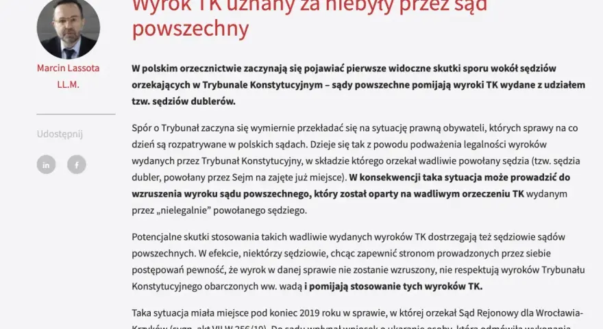 Sądy powszechne pomijają wyroki TK wydane z udziałem tzw. sędziów dublerów, co może prowadzić do wzruszenia wyroków sądów. To jeden z rodzajów wyroków w postępowaniu karnym, który budzi kontrowersje.