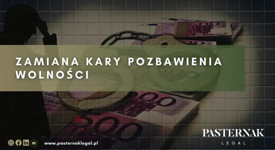 Wniosek o zamianę kary pozbawienia wolności na grzywnę wzór. Kajdanki i stos banknotów symbolizują możliwość alternatywnego rozwiązania.