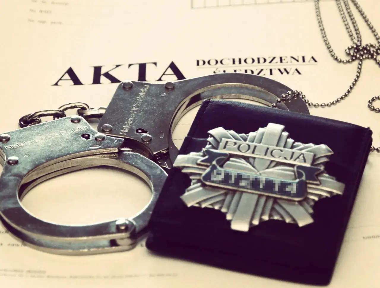 Policyjne akta dochodzenia, kajdanki i odznaka. Niebieska karta konsekwencje dla sprawcy to nie tylko dokument, ale i symbol odpowiedzialności.