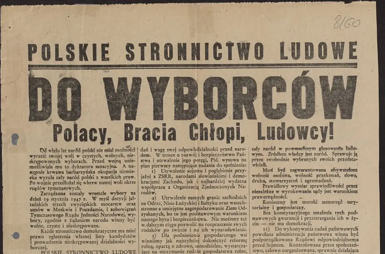 Polacy, Bracia Chłopi, Ludowcy! Czy więźniowie mogą głosować? Artykuł z 1947 r. o prawach wyborczych i demokracji.