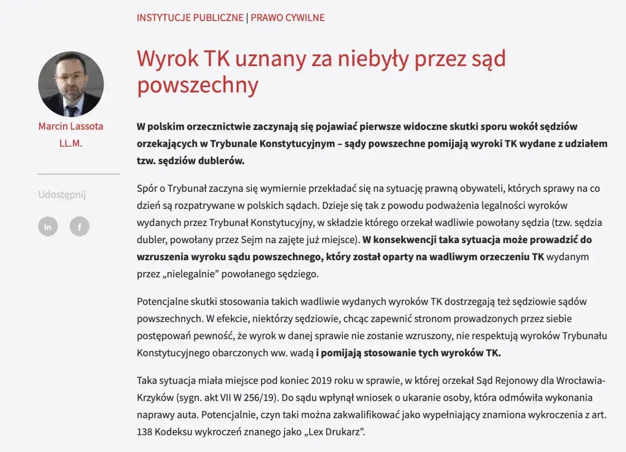 Sądy powszechne pomijają wyroki TK z udziałem dublerów, co wpływa na rodzaje wyroków w postępowaniu karnym.