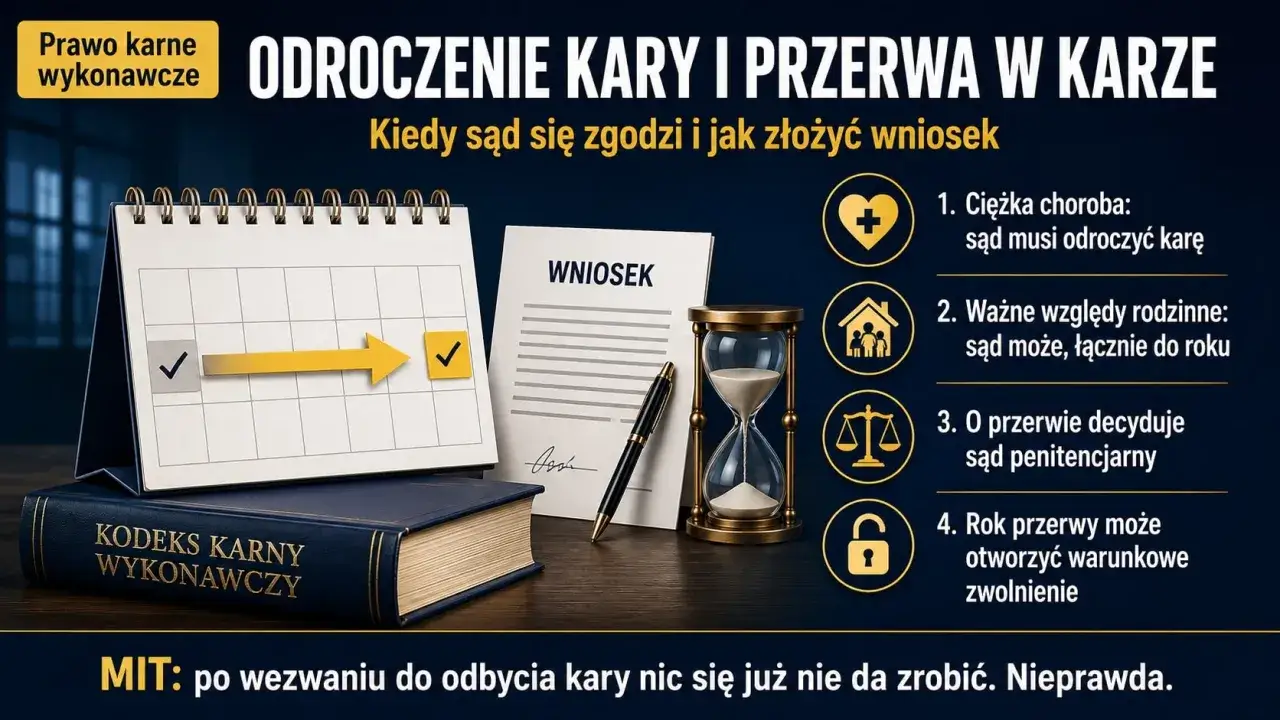 Złożenie wniosku o przerwę w karze jest możliwe w ważnych sytuacjach. Kalendarz, dokument 